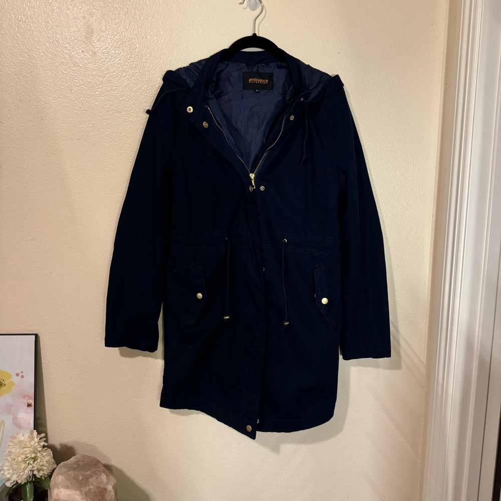 Blue Midi Length Coat Waist String